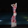 Summer Sheer Flower Print Long Sleeve Dress With High Waist For Teen Travel