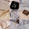 Tassel Earrings Diamond Butterfly Flower Pearl Stud Earrings Temperament Fashion Long Thin Earrings