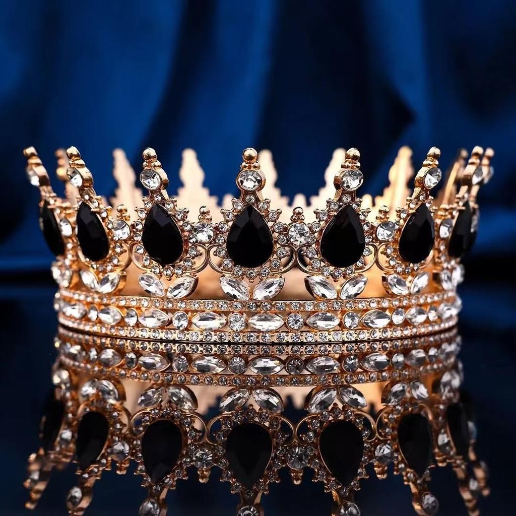 European and American Baroque Alloy Teardrop Crown Headwear for Brides Wedding Photography Accessories Full Round Coming of Age Ceremony Headwear