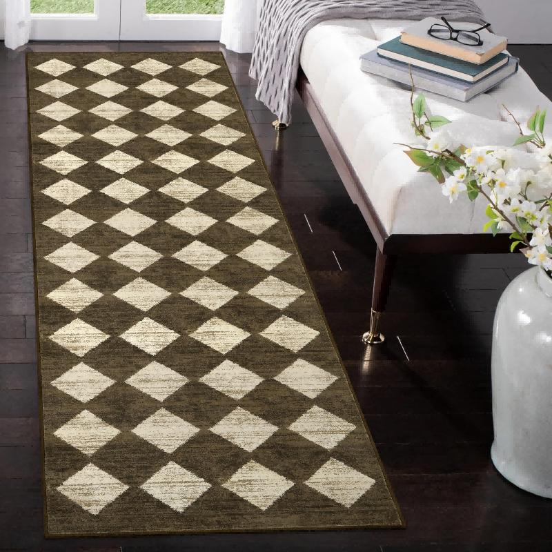 Simple Checkered Long Carpet, Suitable For Bedroom, Entrance Hall, Corridor Floor Mat, Home Decoration.