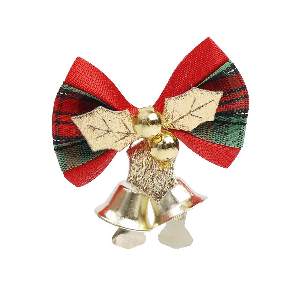 1/12Pcs Red Christmas Bow with Bell Xmas Tree Wreaths Hanging Pendant Mini Bowknot Ornament DIY Crafts Gift New Year Decorations