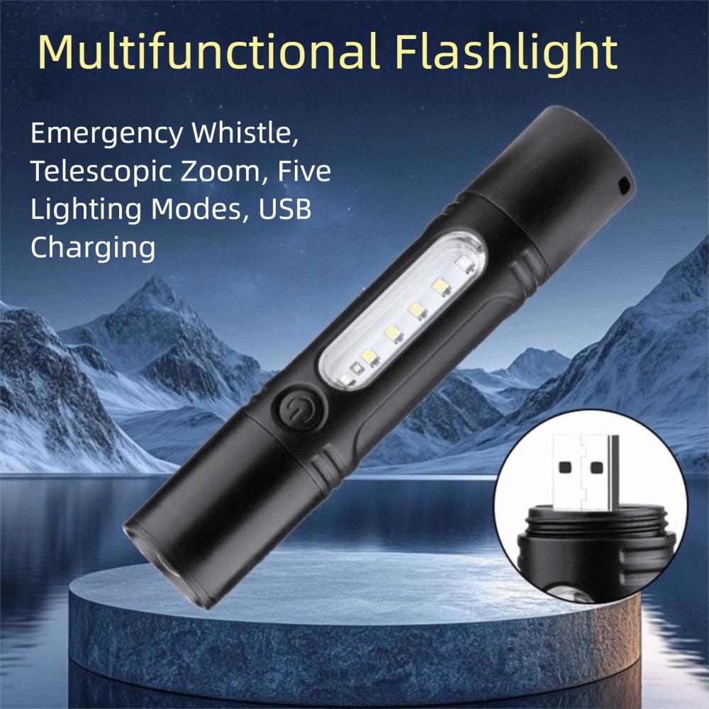 With Whistle LED Emergency Flashlight Small Portable Flashlight  Outdoor Survival