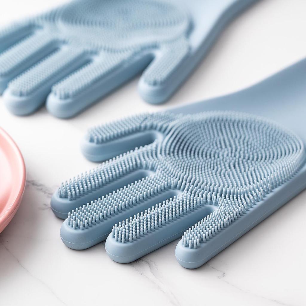 Black Silicone Dishwashing & Cleaning Gloves - Anti-Freeze, Heat-Resistant for Kitchen & Laundry Use