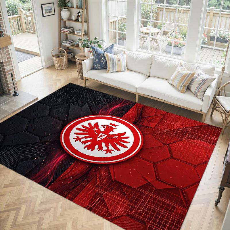 Eintracht Frankfurt Fußball Design Kristall Samt Teppich Gemütlich Non?Rutschfester Teppich mit Aufdruck für Schlafzimmer Wohnzimmer Eingang