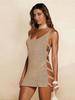Sexy U Neck Sleeveless Knit Horizontal Stripes Side Cut Out Beach Vacation Dress 2025 Summer Beachwear Women's Mini Dresses K90