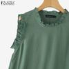 ZANZEA Summer Women Sleeveless Ruffled Casual Loose Tank Tops