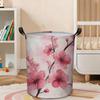 1pc, Soft Pink Cherry Blossom Print Laundry Basket, Collapsible Storage Bin with Handles, Watercolor Floral Organizer, Laundry Baskets