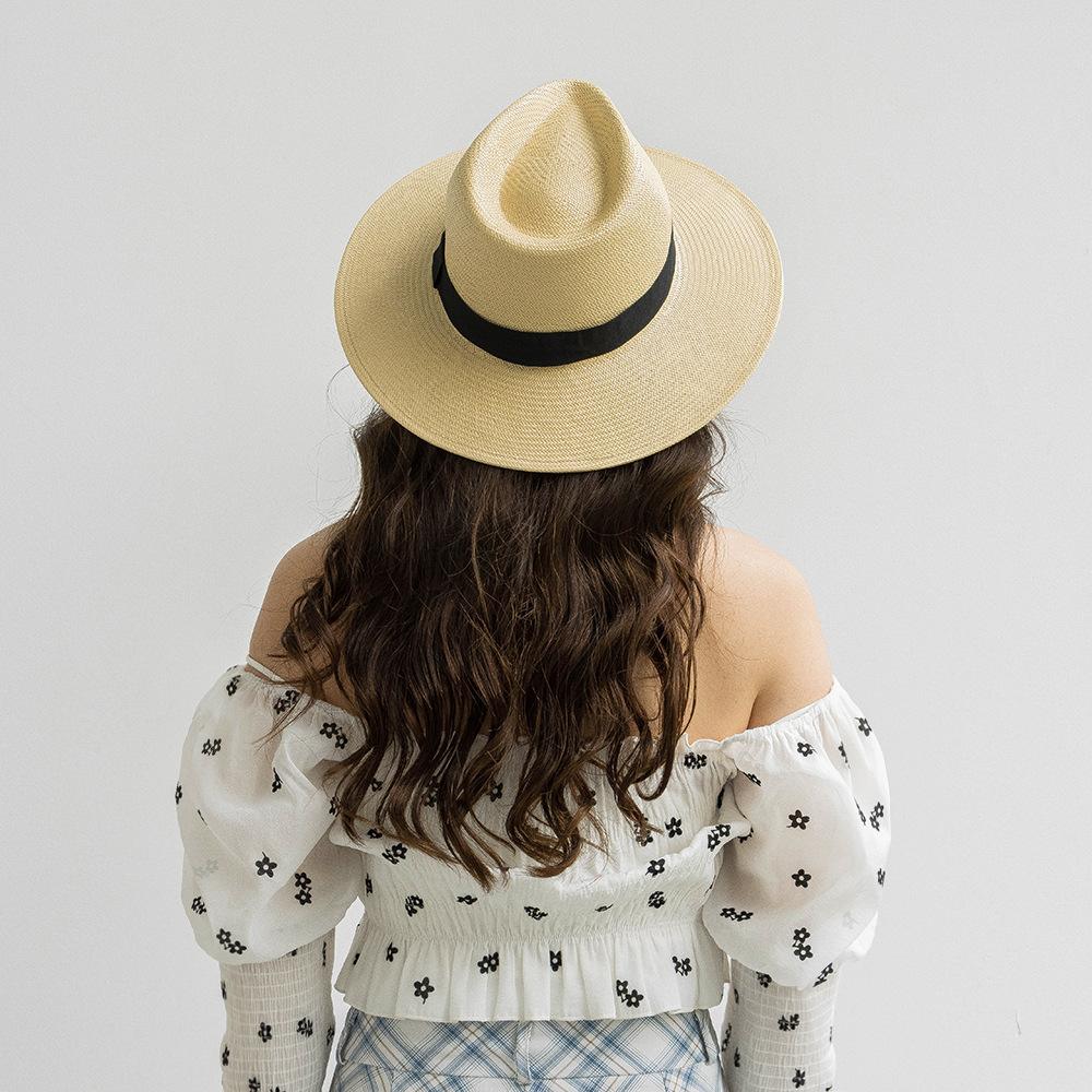 European, American spring and summer new fashion casual papyrus webbing Panama straw hat summer outdoor sunscreen sunshade jazz hat