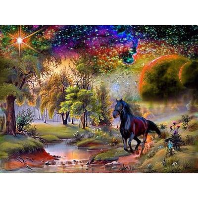 Ricamo Diamante Cavallo al Galoppo & Cielo Stellato Pittura Diamante Punto Croce Strass Decorazione Casa