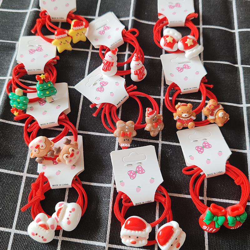 2024 Christmas Kids' Hair Accessories: Santa, Snowman, Reindeer Tree Hair Ties & Scrunchies