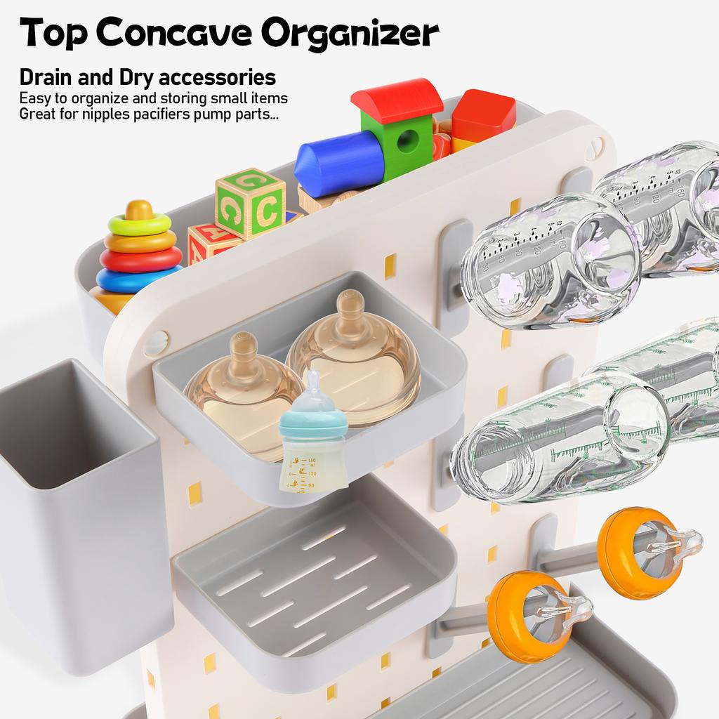 Baby Bottle Drying Rack Large Capacity Kitchen Bottle Rack Dryer Holder for Baby BottlesSpace Saving Baby Bottles Rack With Hook