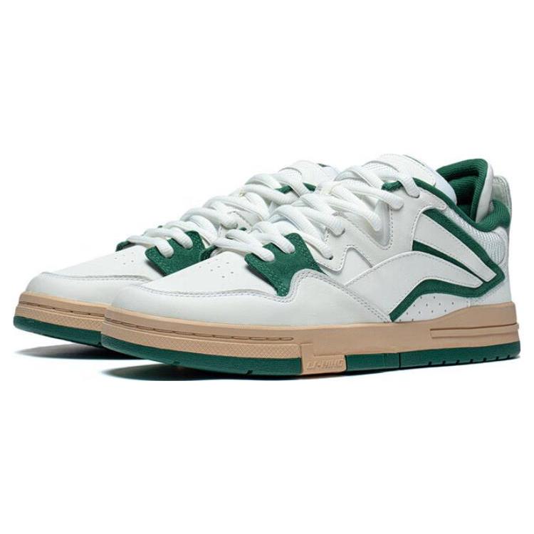 Li Ning Slip Resistant Cushioning Low Top Skateboard Shoes Men's White Green AECT035-2