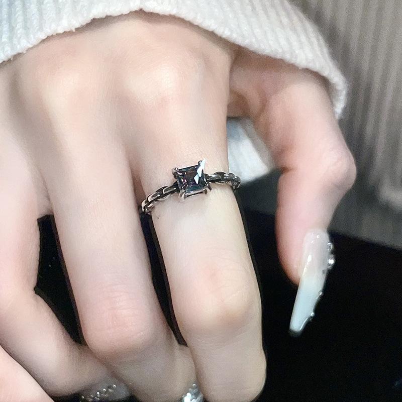 Niche Design Sense High Sense Zircon French Fold Irregular Personality Open Ring Fashion Ring Women