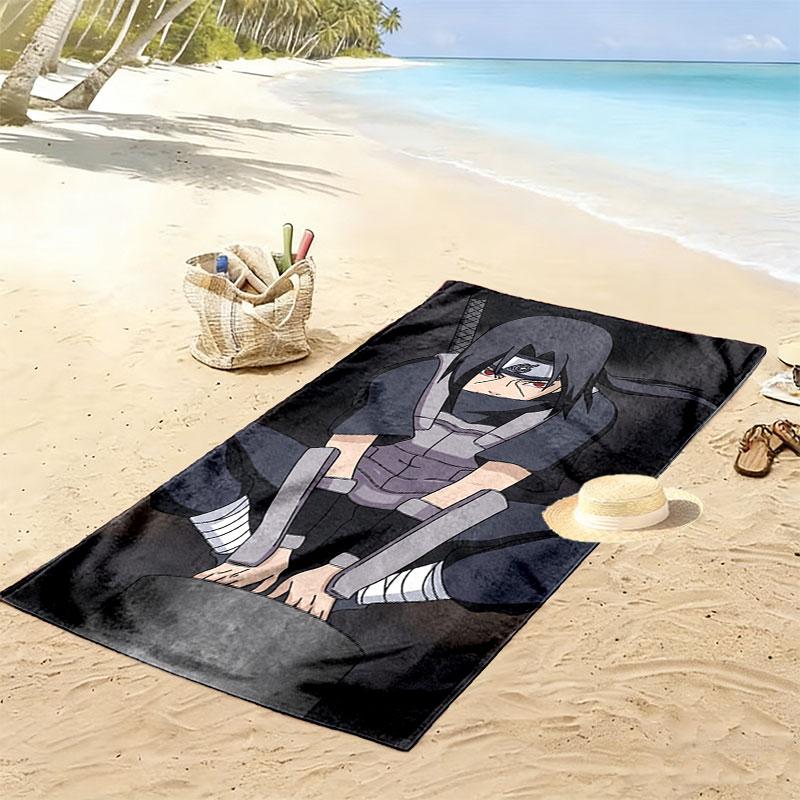 Uchiha Sasuke Print Beach Towel, Large Soft Quick Dry Towel for Beach Camping Swimming