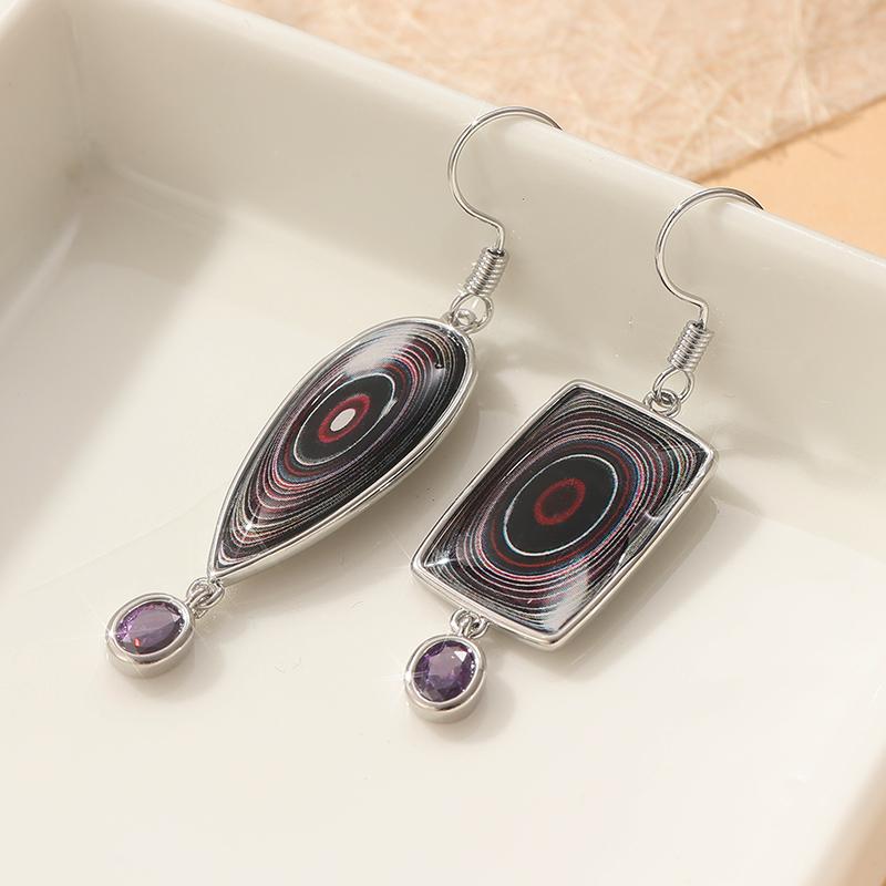 Винтажные асимметричные серьги-подвески из меди с инкрустацией синтетическим цирконием, женские, для отпуска, ювелирный аксессуар MULTI