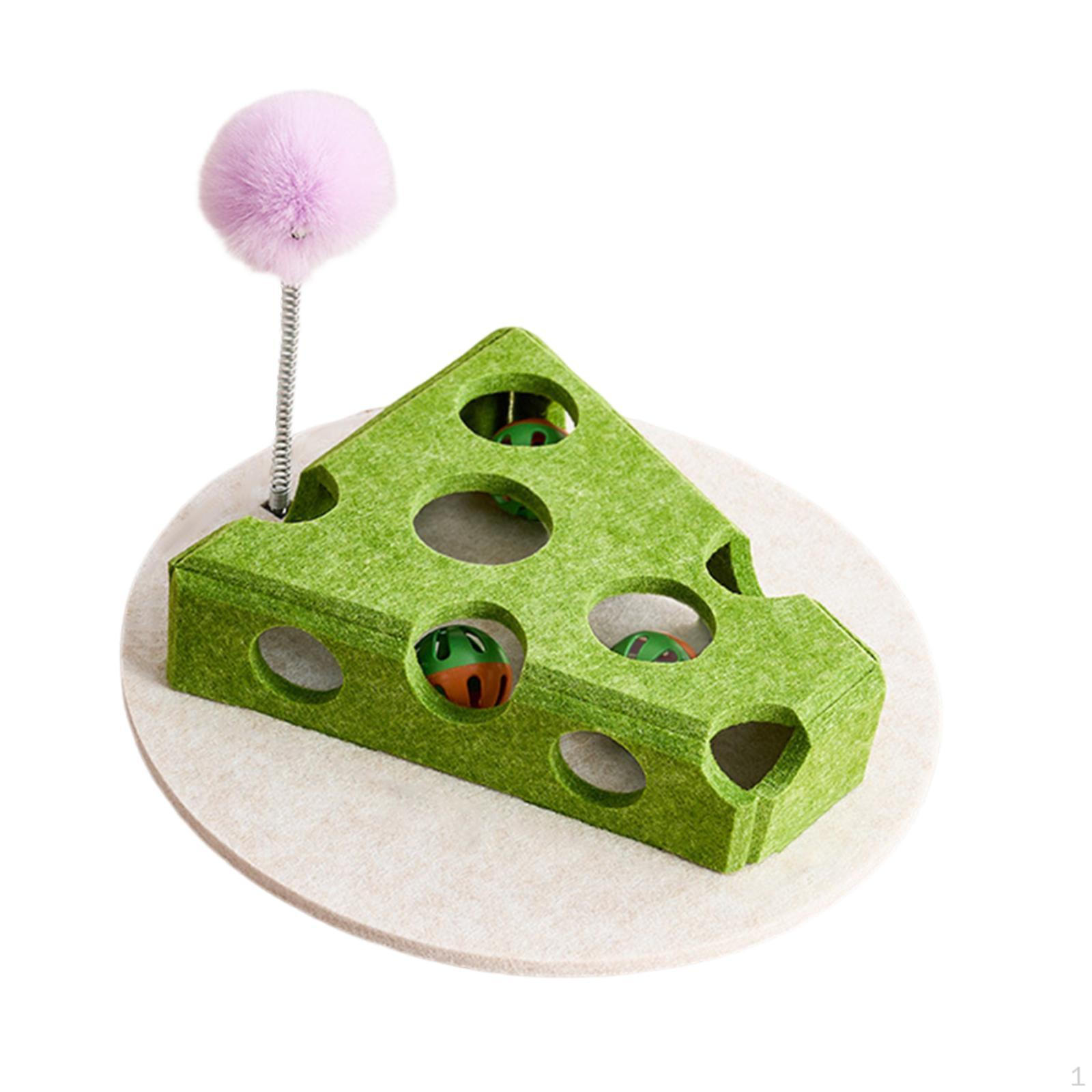 

Cat Toy Cheese Box Bell Ball Entertainment Interactive Cats for Playing зелёный