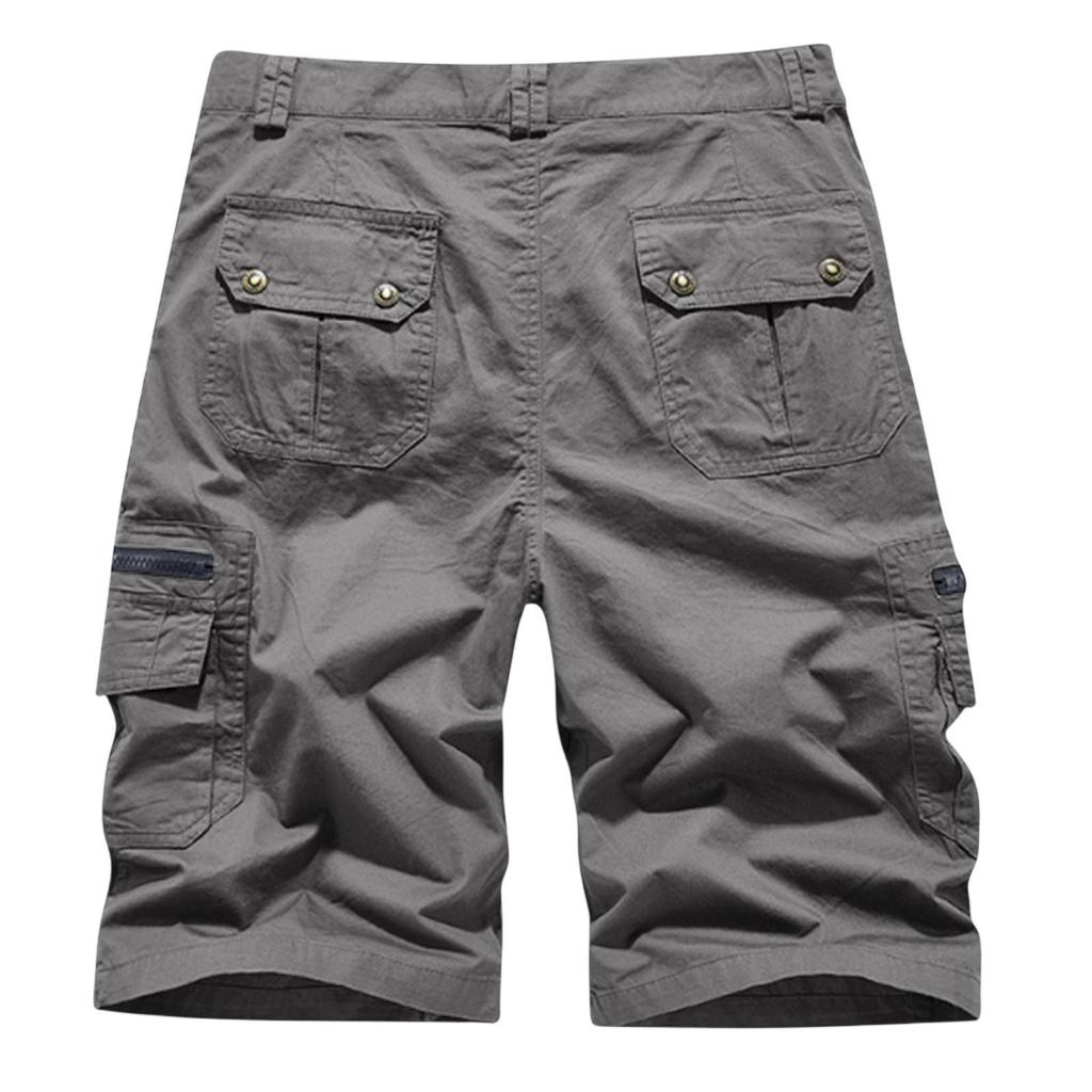 Men's Cargo 3/4 Pants - Vintage Loose-Fit Multi-Pocket Work Shorts
