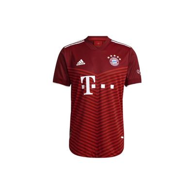 adidas FC Bayern 21/22 Domácí Pruhovaný Potisk Výstřih do V Krátký Rukáv Pánské Topy Červená GM5308