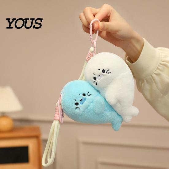 Backpack Accessory for Kids 1 Pair Cute Baby Seal Plush Keychain, Magnetic Heart Fluffy Keyring, Soft Phone Charm Stuffed Animal Fridge Magnet