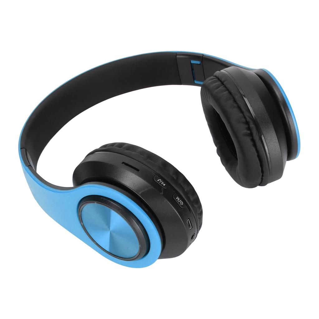 Wireless Headset Stereo Noise Cancelling Foldable Bluetooth Headphone for Cellphone PC Travel Game Blue Black