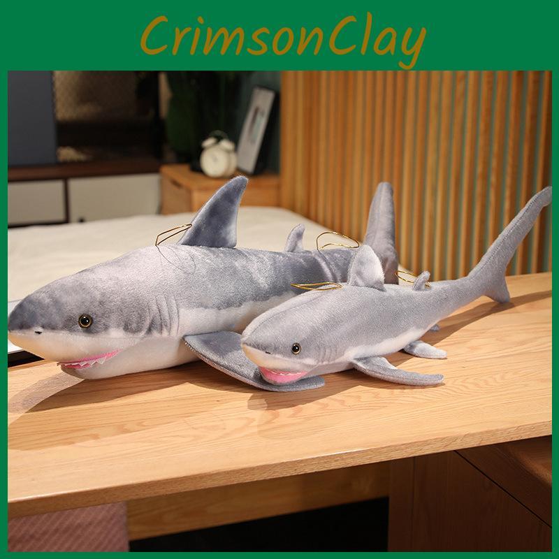Plush Shark White Toy Marine Animal Stuffed Doll Cartoon Decoration Gift Kids
