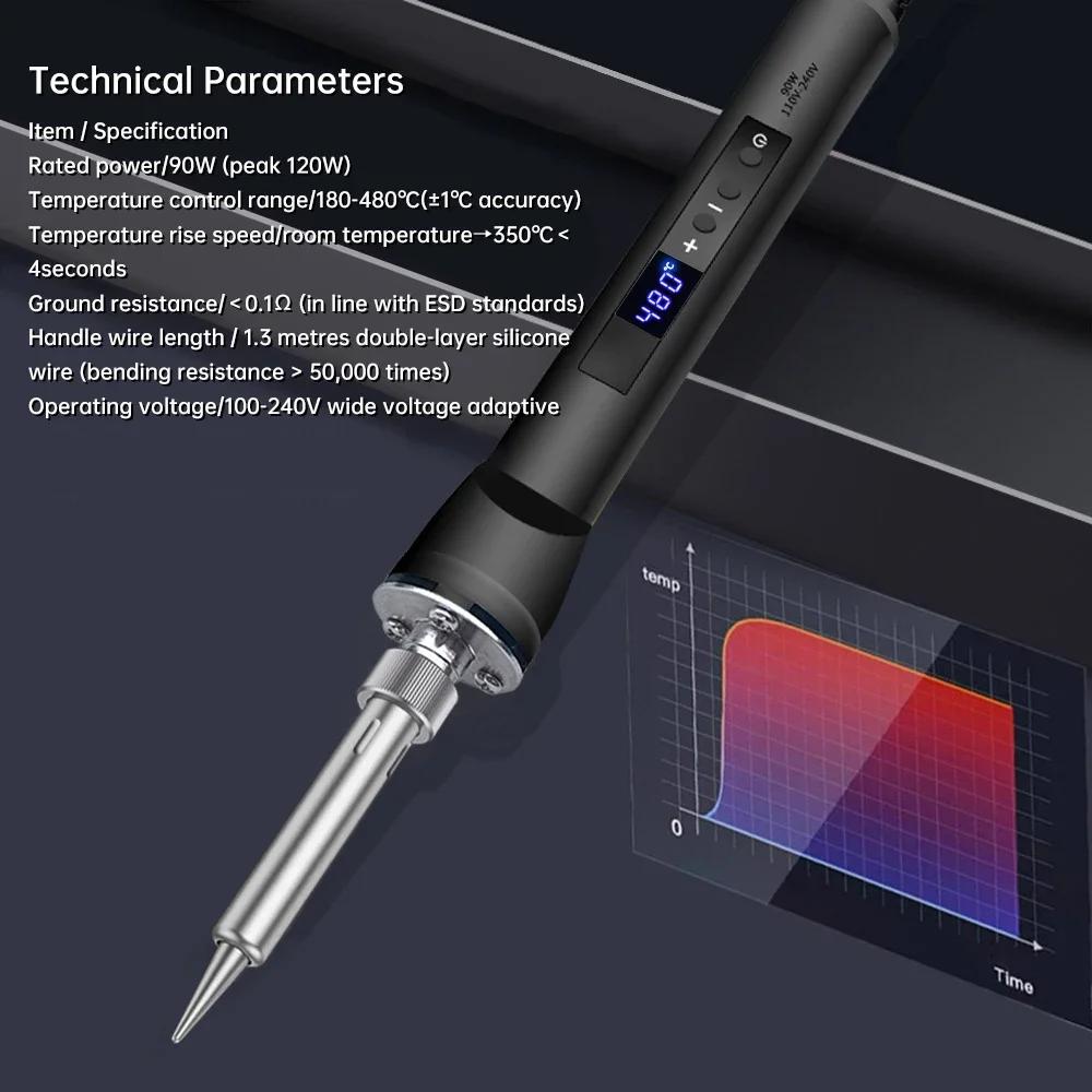 AC 220V 90W Electric Soldering Iron Adjustable Temperature Internal Heating LED Digital Display Welding Pen Repair Tools