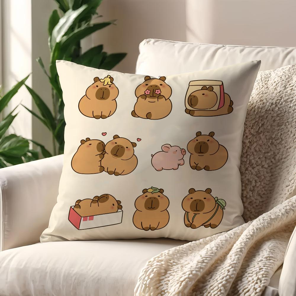 Cartoon Capybara Cute cushion cover Pillow Cover Home Sofa living Decoration Room Office Car Nordic Simplicity