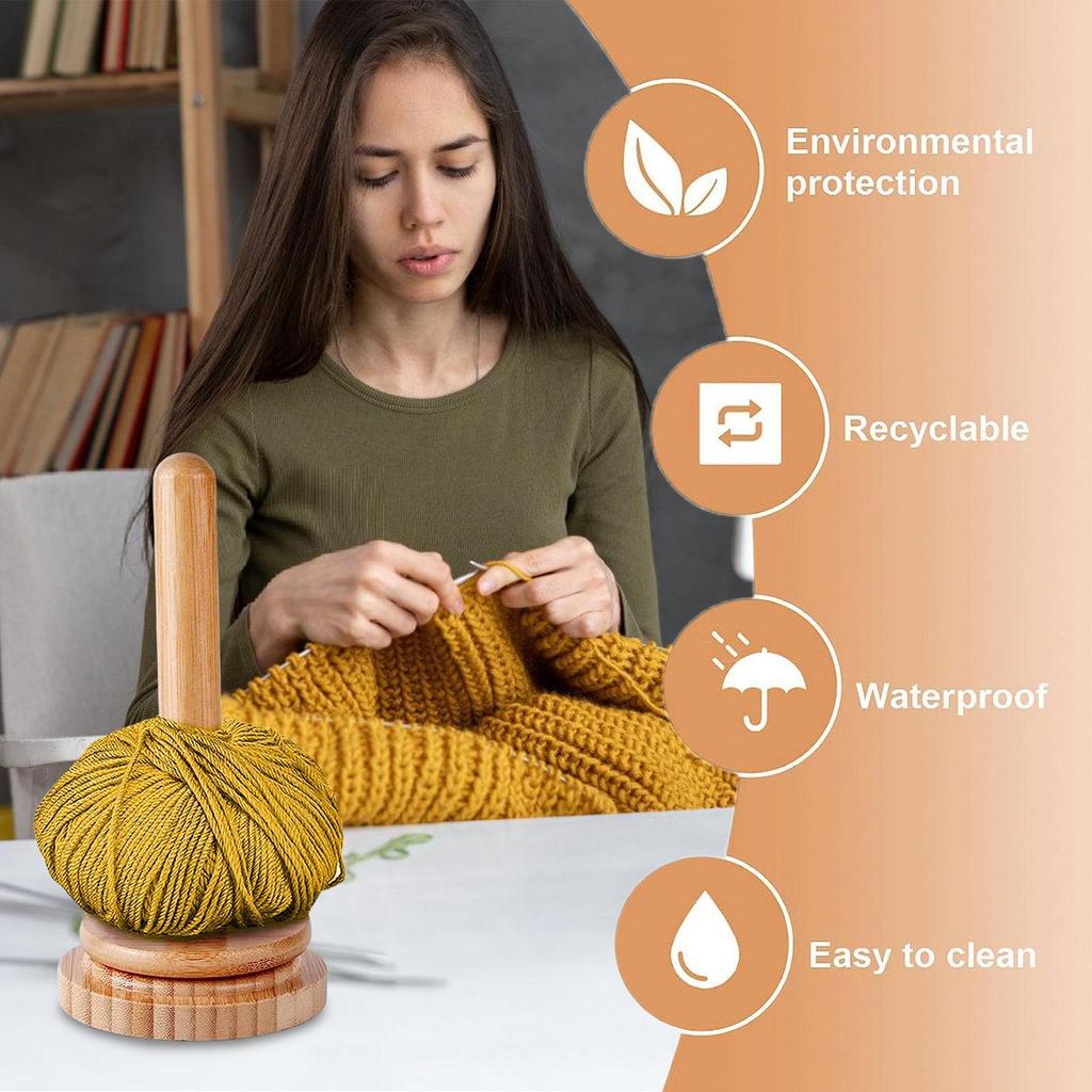 Yarn Spinner Holder Wool Knitting Wood Stand Rotating Spool Rack Crochet Yarn Spinner Holder for Designers Tailors Hobbyists