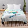 Cartoon Ski Theme Blanket Cute Style Flannel Blanket Thermal Sheet Bedspread Blanket