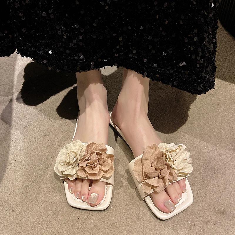 Fashion Ladies Shoes 2025 High Quality Peep Toe Women's Slippers Fashion Floral Daily Slippers Women Summer Plus Size Solid Flat Sandals