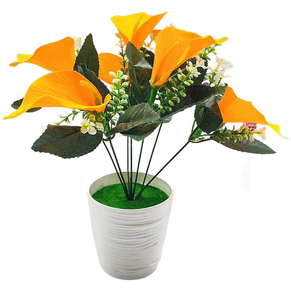 

Artificial Calla Lily in Pot for Living Room Bedroom Dining Table Wedding Decor Elegant Silk Floral Arrangement Lifelike Design жёлтый
