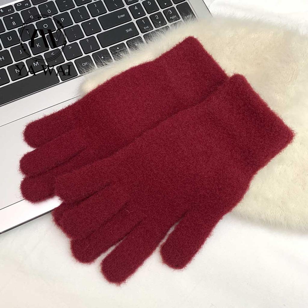 Nové dámské pletené vlněné rukavice z králičí kožešiny na podzim a zimu, větruodolné studentské teplé zesílené chrániče zápěstí, rukavice s dělenými prsty