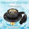 RV City Water Inlet With Brass Check Valve, Fresh Water Fill Flange For Camper Hookup, Durable RV Water Replacement Connection Fittings, Black