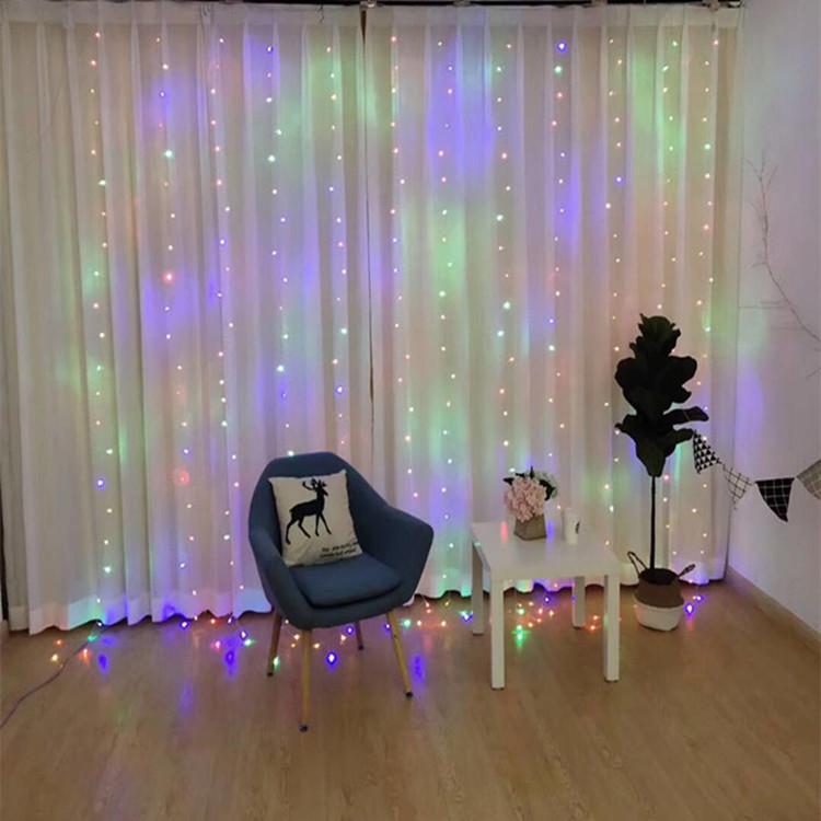 LED Remote-Controlled Copper Wire Curtain Lights for Atmosphere and Christmas Room Decor
