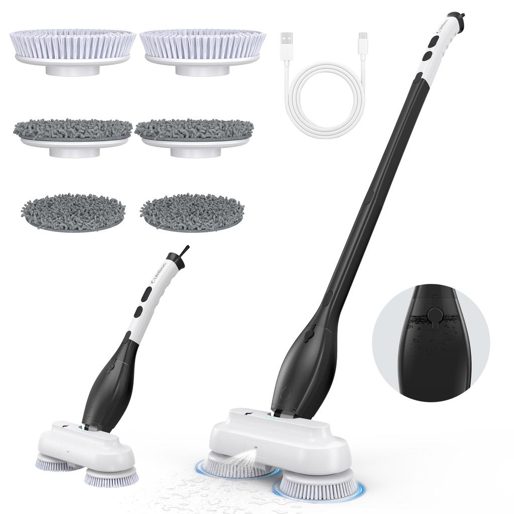 Portable Electric Spin Scrubber Cordless Power Scrubber for Hard Floors Tile and Grout Cleaning with 60 Mins Runtime