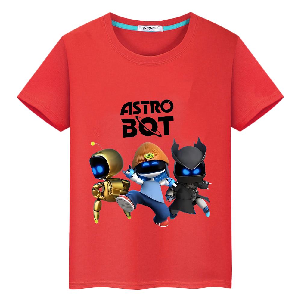 Game Astro Bot T Shirt for Kids Boy 10years 100%Cotton Print Anime Short Kawaii Tops Cartoon T-shirt Y2k One Piece Girls Clothes
