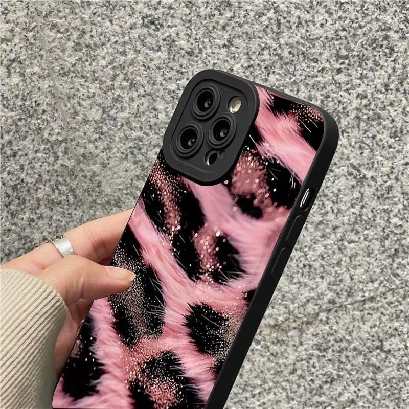 New Luxury Pink Leopard Print Phone Case For Samsung Galaxy S25 Ultra S26 S24 S23 FE S22 Plus S21 S20 A54 A55 A35 A15 Soft Cover
