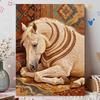 DIY Pearl Bead Art Canvas Horse Pattern Frameless Creative Craft Painting Kit for Relaxing Home Wall Decoration