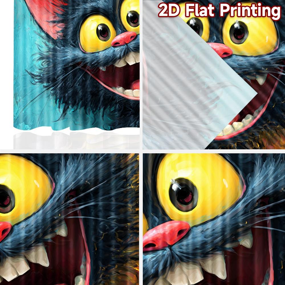 2D Flat Printing 2pcs Window Curtains Black Cat Cute Cartoon_a Digital Printed Polyester Drapes All Season Party & Holiday Decor