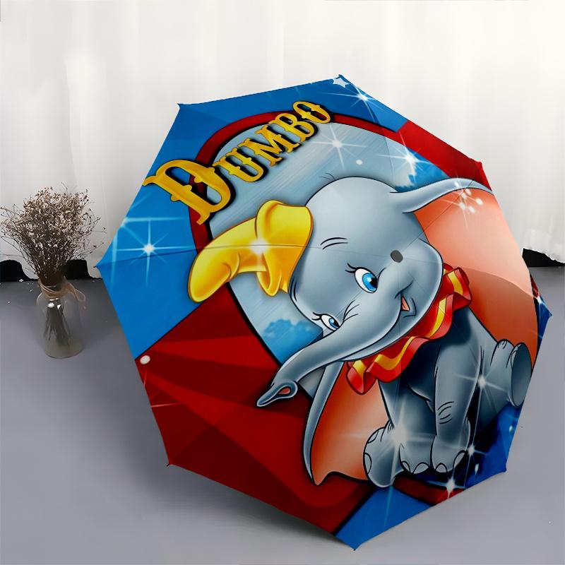 Disney Dumbo,Elephant,Circus Manual Opening and Closing Umbrella - 8-Rib Reinforced Folding Design, Lightweight and Portable, Suitable for D
