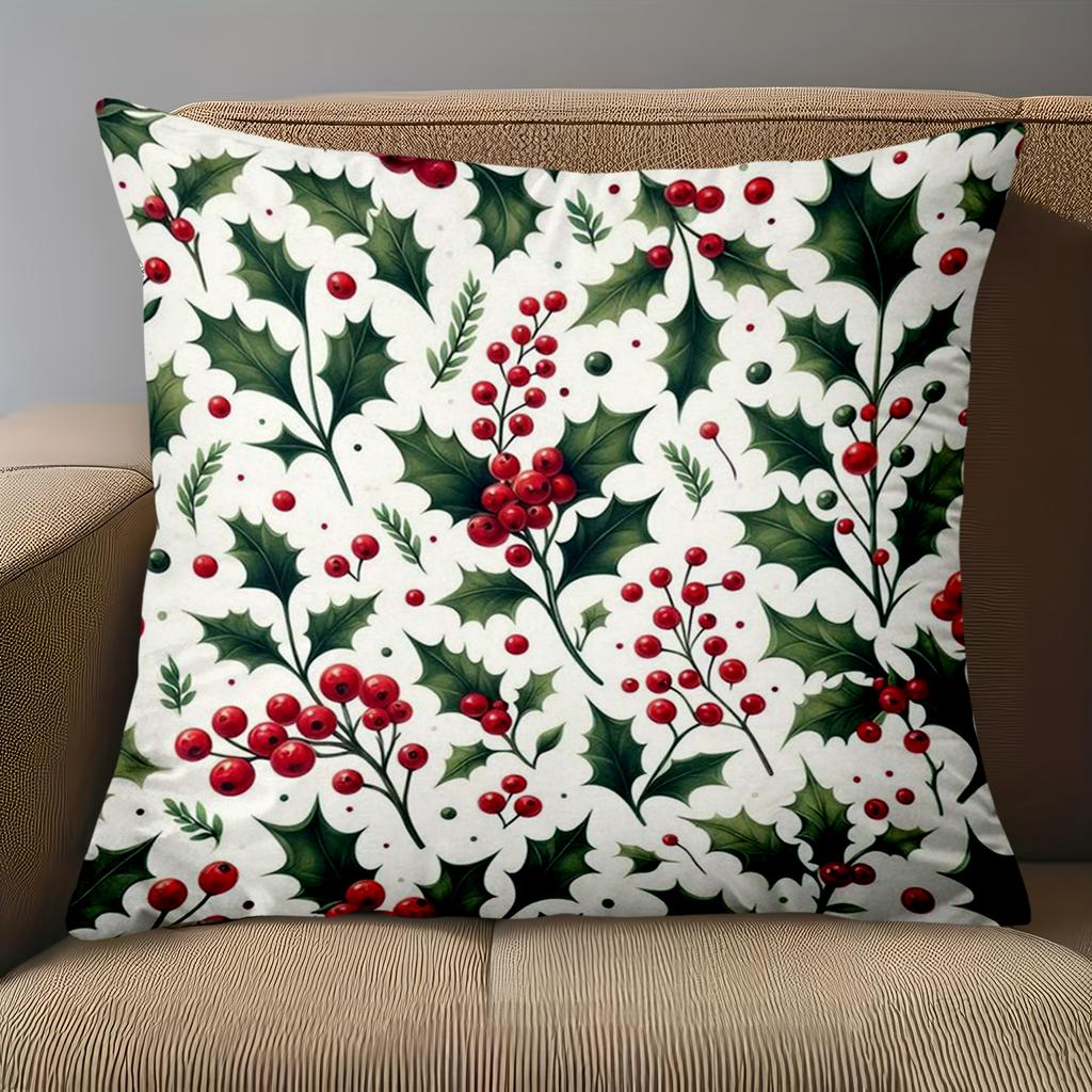 1 Pieces Christmas Holly Pattern Decorative Throw Pillows Polyester pillowcase, sofa decorative cushion cov Headboard Pillow