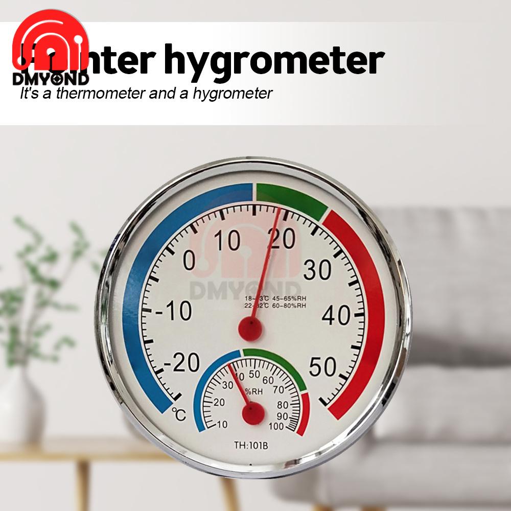 Mini Round Thermometer Mechanical Sensor Indoor Temperature Sensor Indoor Outdoor Pointer Celsius Thermometer Hygrometer
