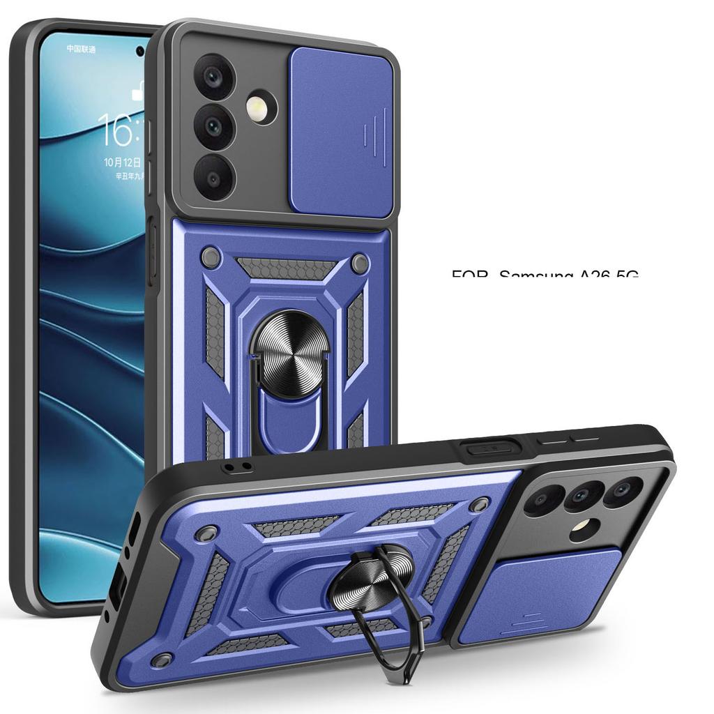 AMORUS Für Samsung Galaxy A26 5G Hülle Ständer PC+TPU Handyhülle mit Kameraobjektivschieber
