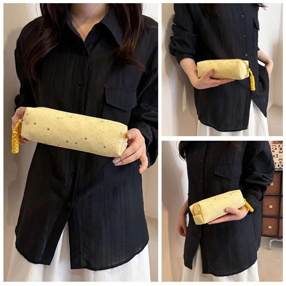 Printed Pencil Storage Bag Canvas Zipper Stationery Pouch Trendy Makeup Bag  Children