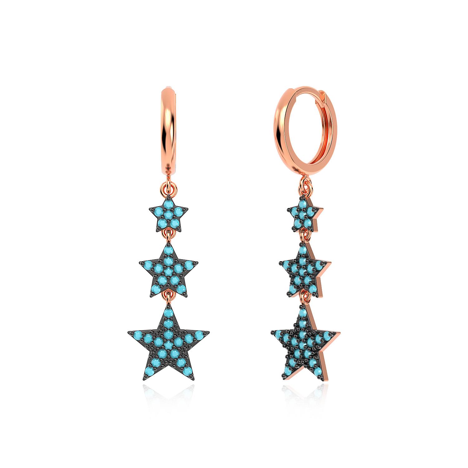 

Серебряные серьги Soaring Star Rose с бирюзовым камнем