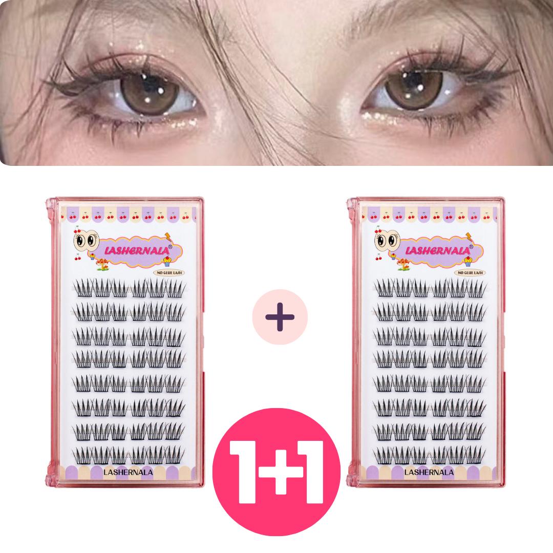 

1+1 Lashernala 96-strand eyelash extensions, no-glue eyelashes, eyebrow extensions, strand eyelashes, cat eye idol 1 set (48 strands 1+1)
