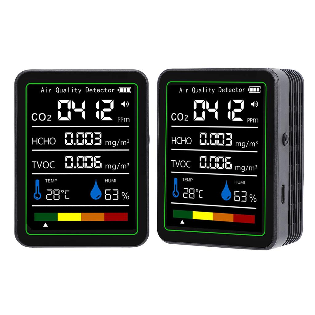 5 in 1 Air Quality Detector CO2 TVOC HCHO Temperature Humidity Tester Real Time Accurate Detection Air Quality Meter