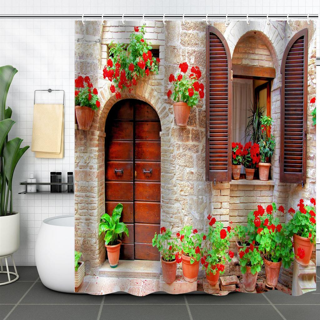 Duschvorhang Wasserdicht Und Schimmelresistent Digitaldruck Ländliche Landschaft Duschvorhang Badezimmer Duschstoff Trennvorhang Stanzfrei