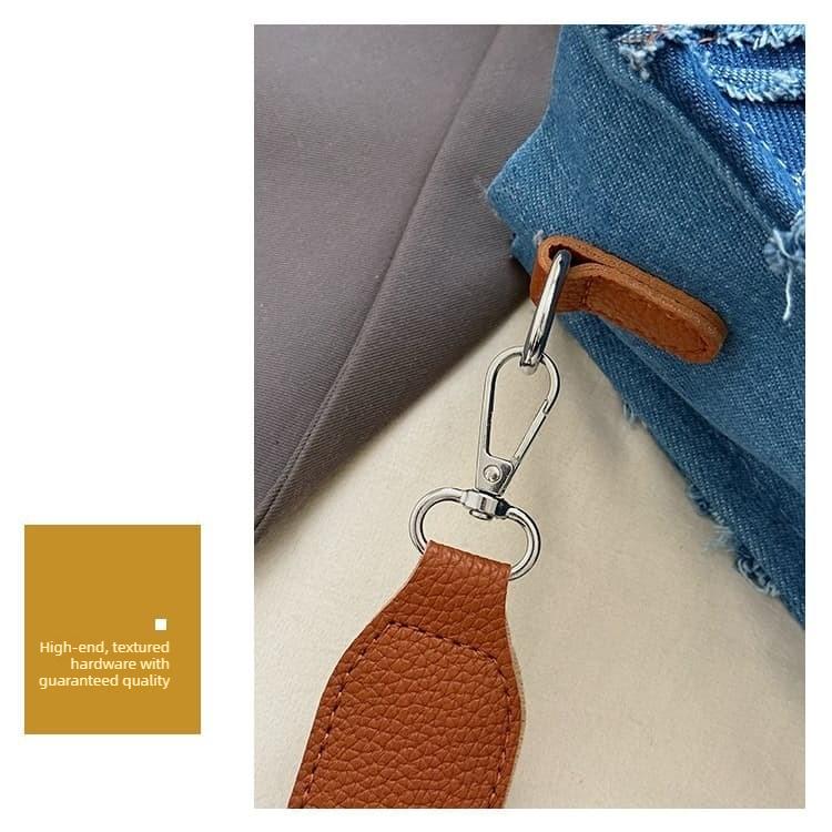 Borsa a tote in denim con bordo grezzo borsa a mano da donna