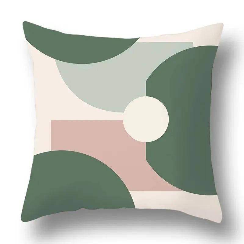 Simple Green Geometric Pattern Pillowcase Car Ornaments Office Living Room Home Pillowcase